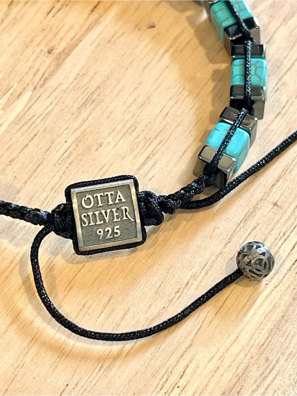🌑Otta Silver 925 Turquoise & Hematite Macrame Beaded Bracelet🌑